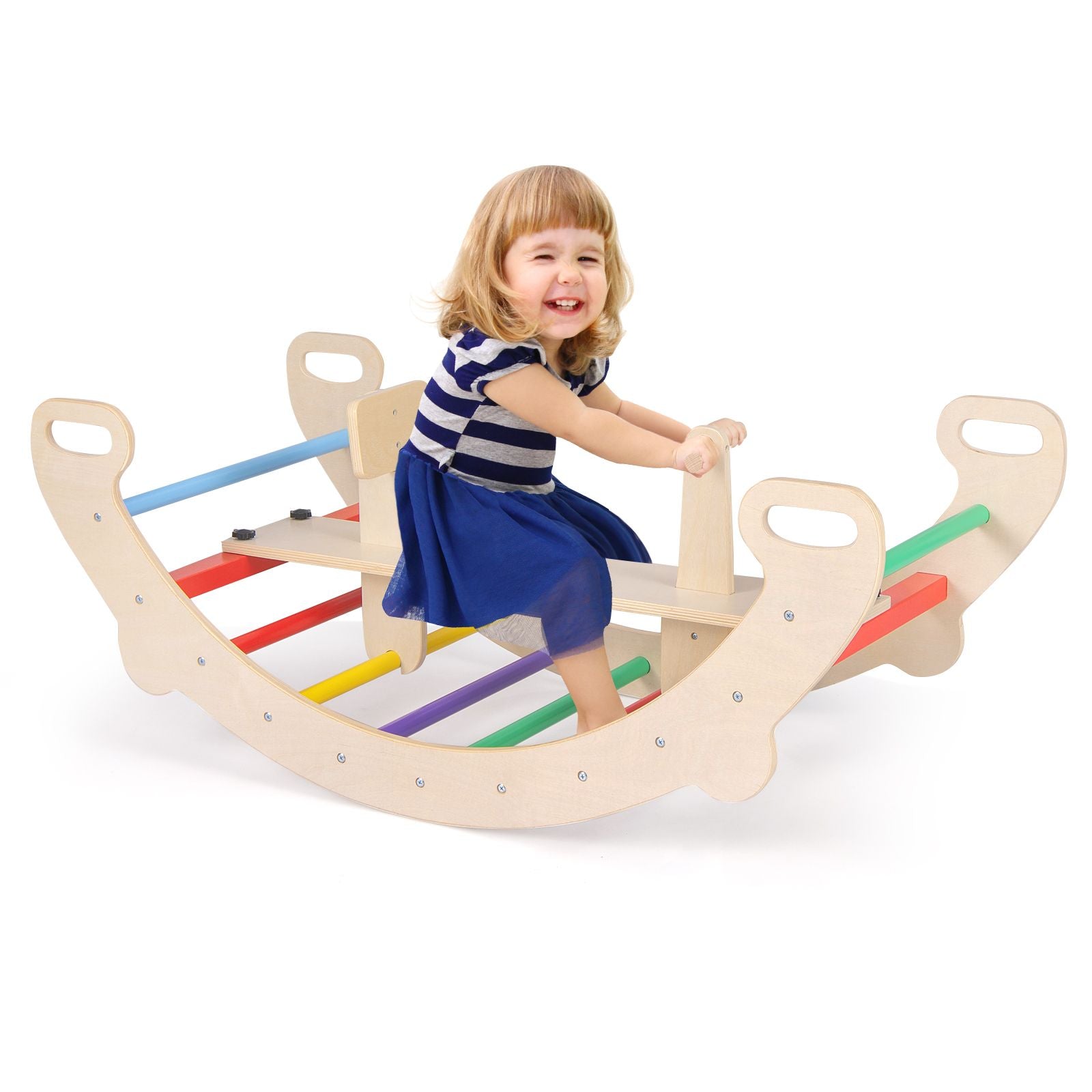 4-in-1 Montessori Wooden Rocking Horse & Climbing Arch for Toddlers | Balance Trainer, Rocker, Tunnel & Chair | Ages 1–5