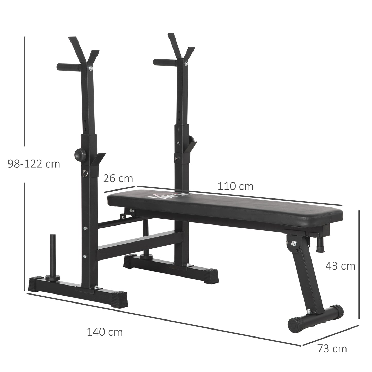 Adjustable Weight Bench with Barbell Rack & Dip Station, Foldable Home Gym Bench – Black