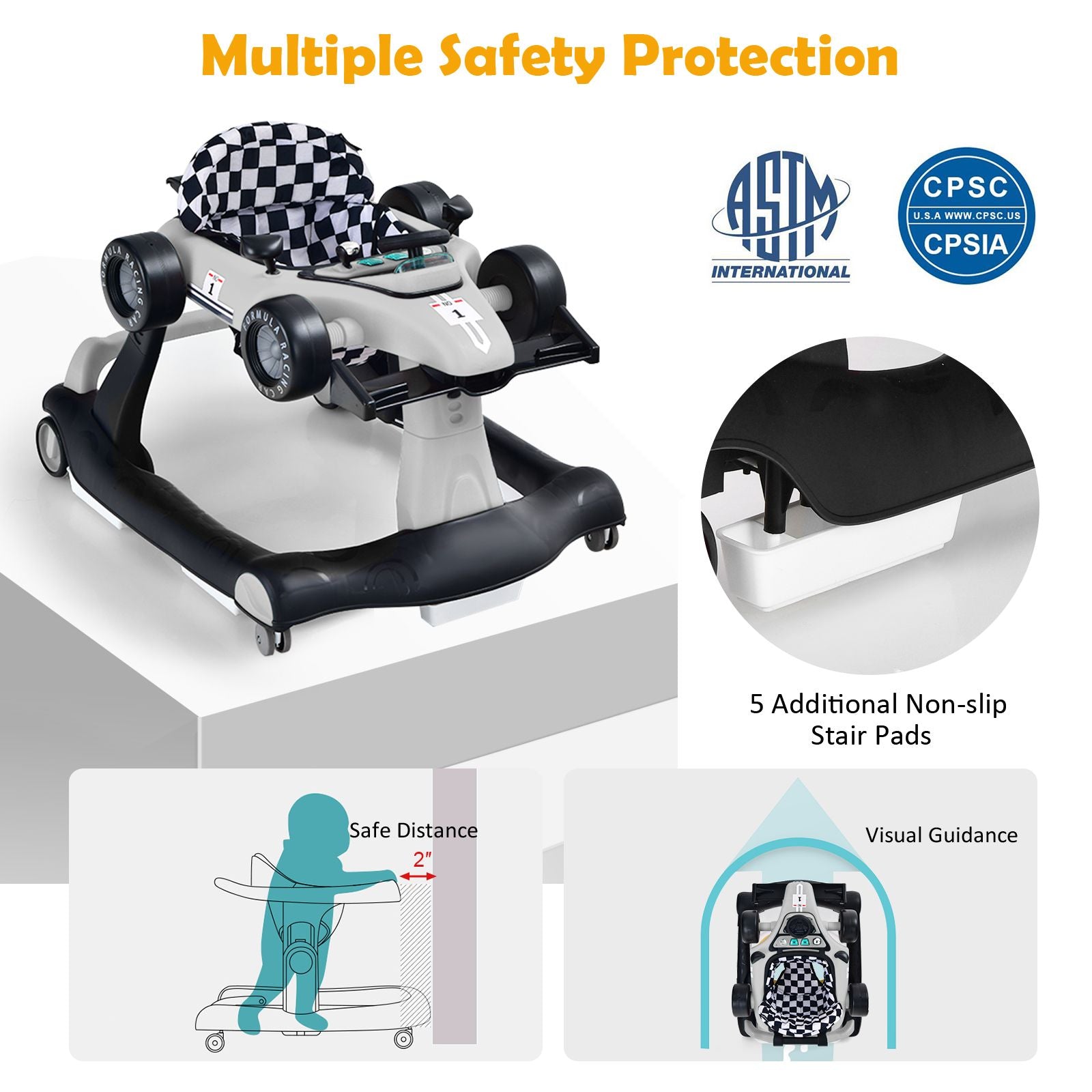 4-in-1 Adjustable Height and Speed Baby Push Walker