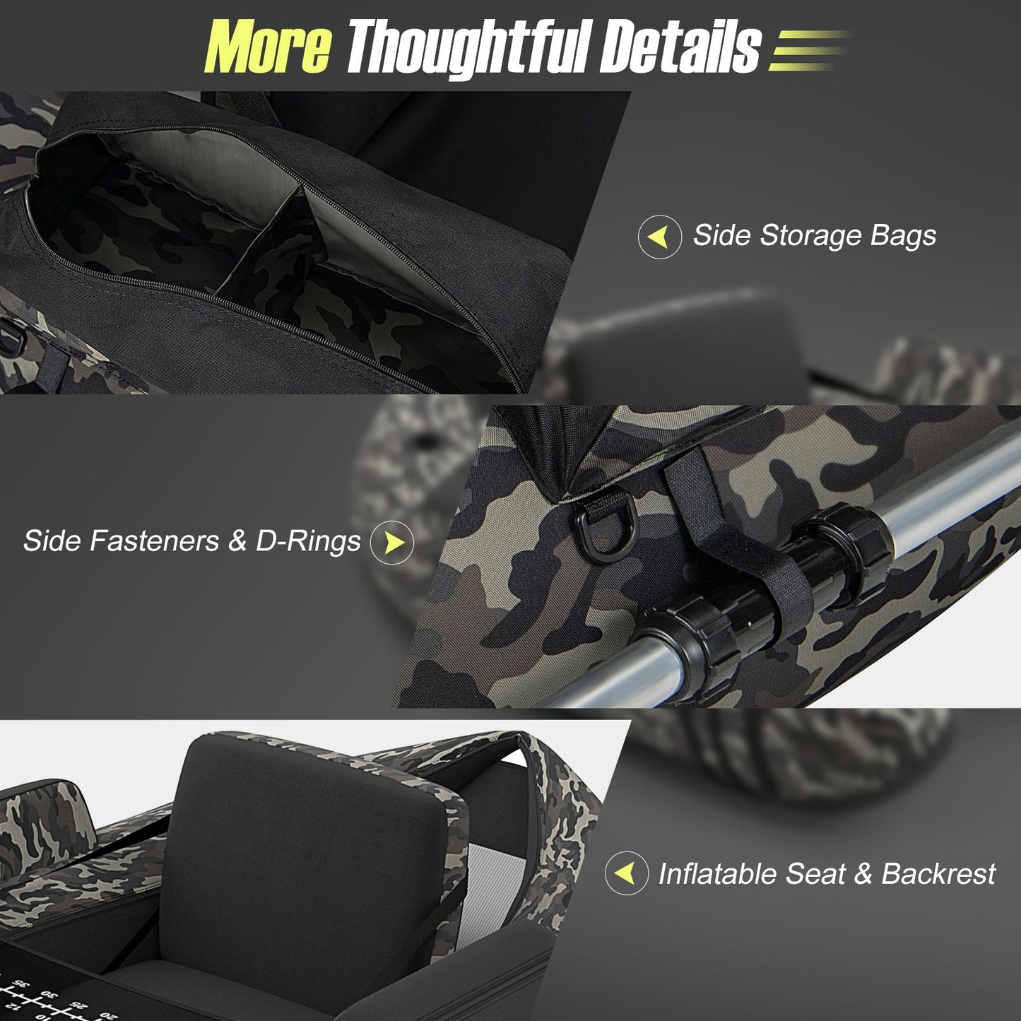 Inflatable Fishing Float Tube with Pump, Paddle, and Storage Compartments