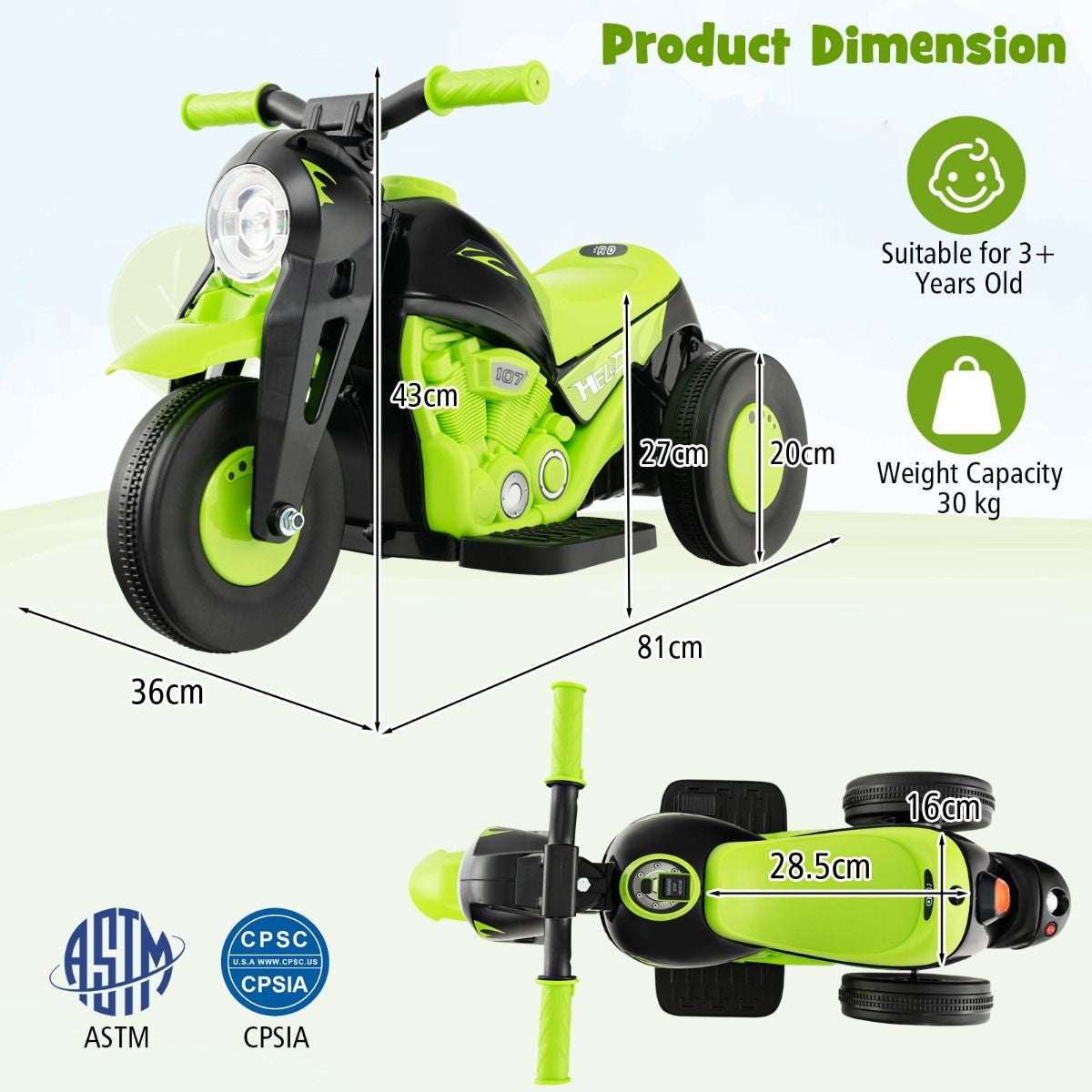 6V Electric Kids Ride-On Motorcycle with Bubble Maker
