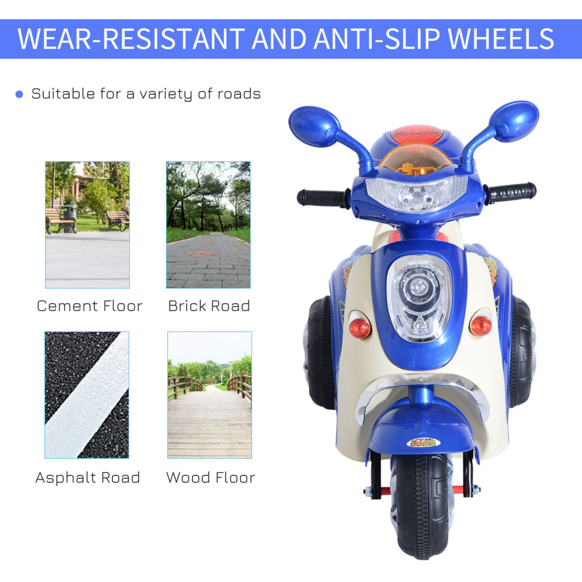 Electric Ride-On Kids Motorbike 6V Battery-Powered Tricycle with Lights & Music – Blue