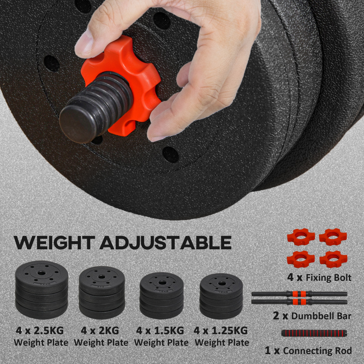 30kg Adjustable 2-in-1 Barbell and Dumbbell Weight Set for Body Fitness