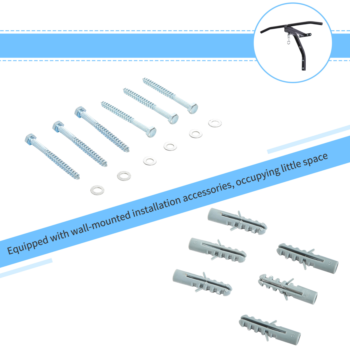 Heavy Duty Punch Bag Wall Mount with Pull-Up Bar & Swivel Hanger – Steel Bracket, Black