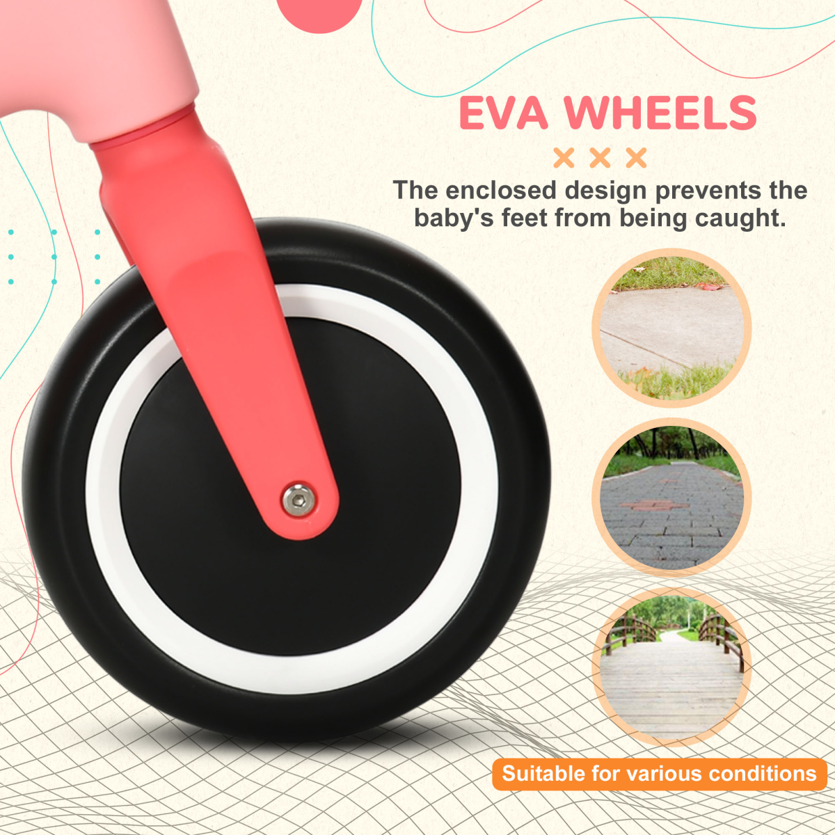 AIYAPLAY Baby Balance Bike – Adjustable Seat, Wide Wheels & Safe Design for Toddlers (Pink) - All Round Fitness