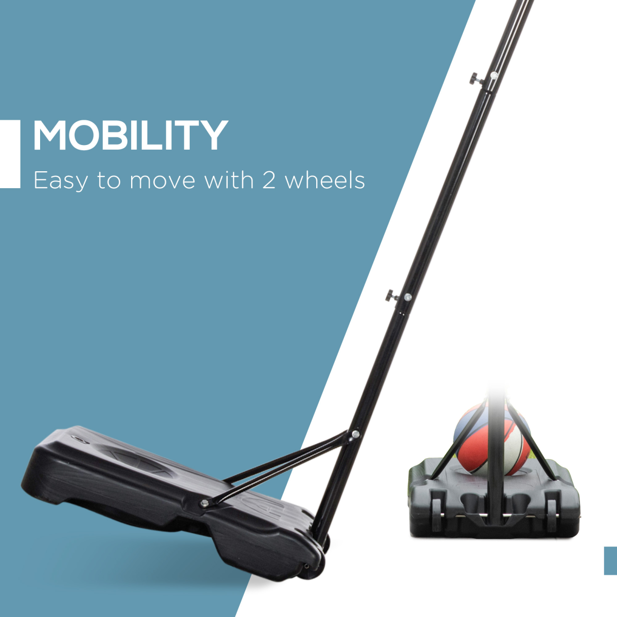 Adjustable Basketball Hoop Stand with Wheels & Fillable Base – 210-260cm