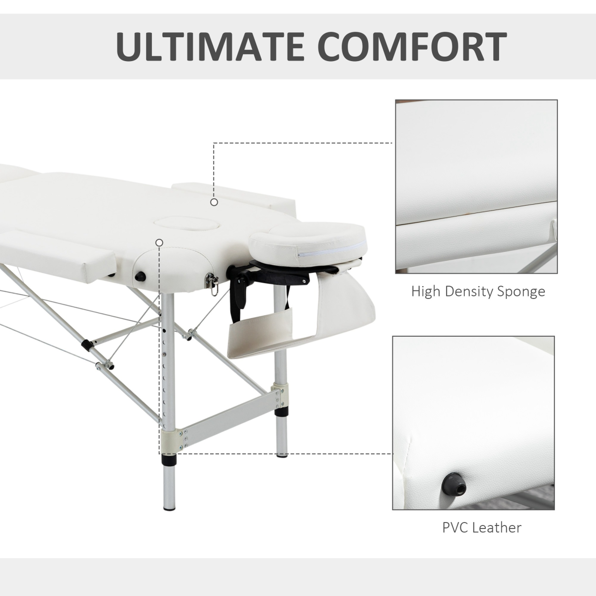 Ultimate Comfort HOMCOM Folding Massage Table with Adjustable Headrest - All Round Fitness