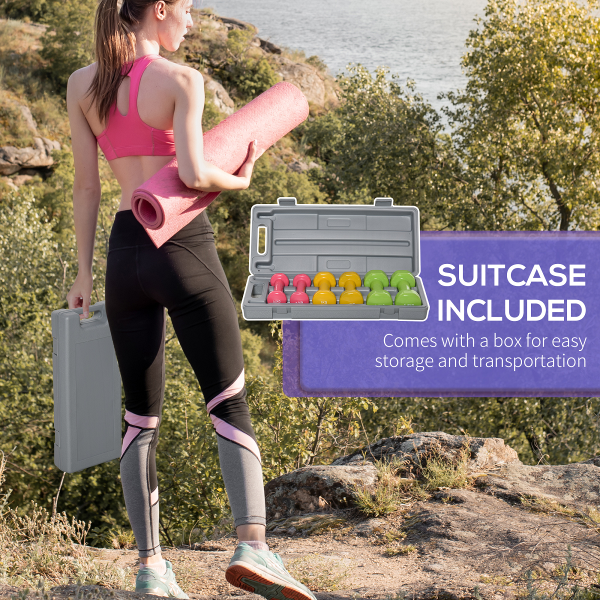 HOMCOM Versatile 6kg Dumbbell Set - Ideal for Home Workouts & Travel - All Round Fitness