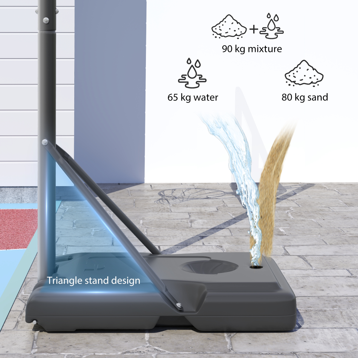 Basketball Hoop Stand – Adjustable 231-305cm with Fillable Base & Wheels