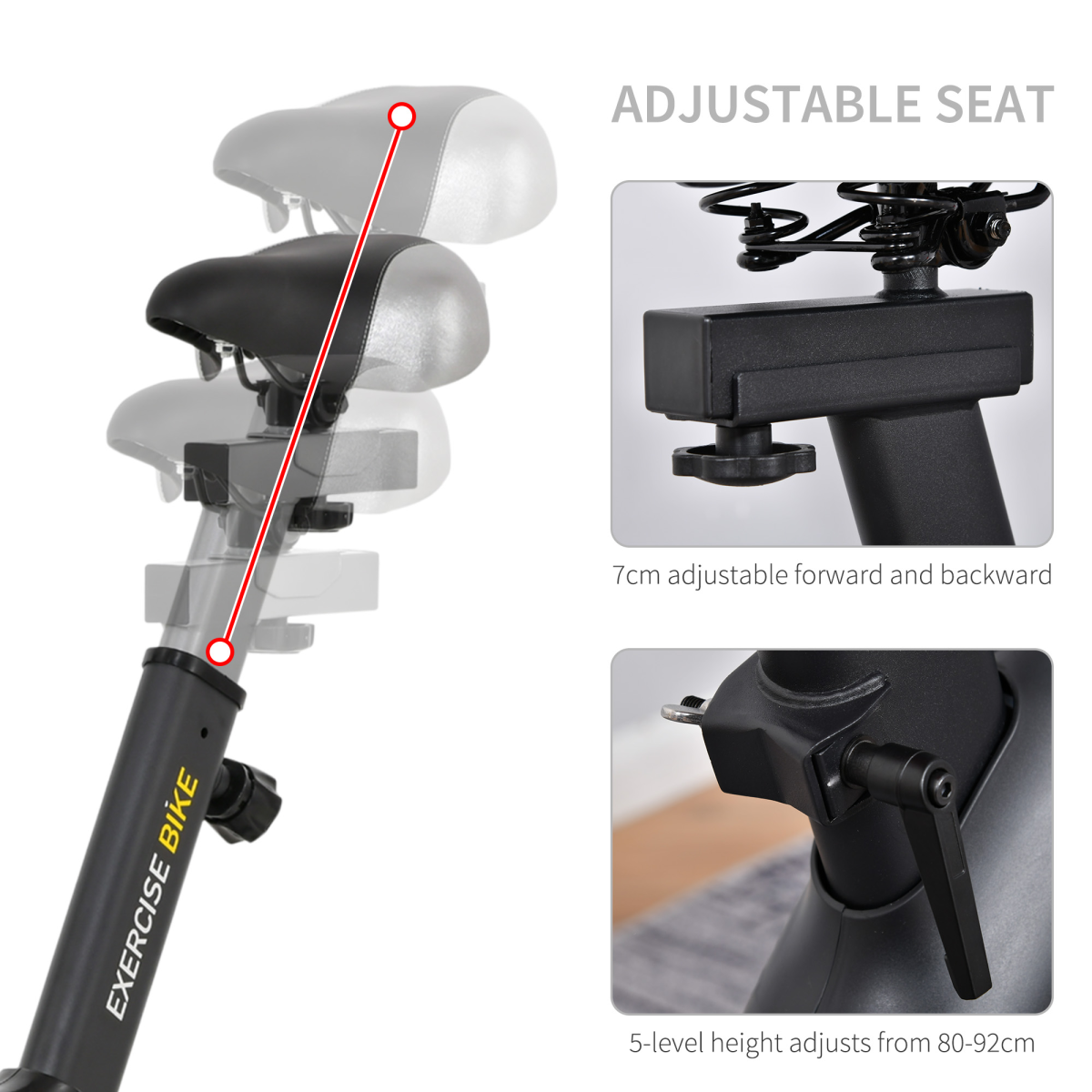 HOMCOM Exercise Bike with 10kg Flywheel – Adjustable Resistance, LCD Display & Upright Cycling Trainer - All Round Fitness