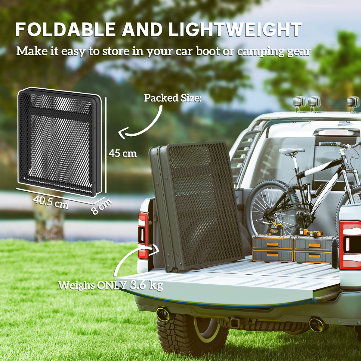 Outsunny 3 ft Folding Camping Table w/ Adjustable Heights & Mesh Desktop