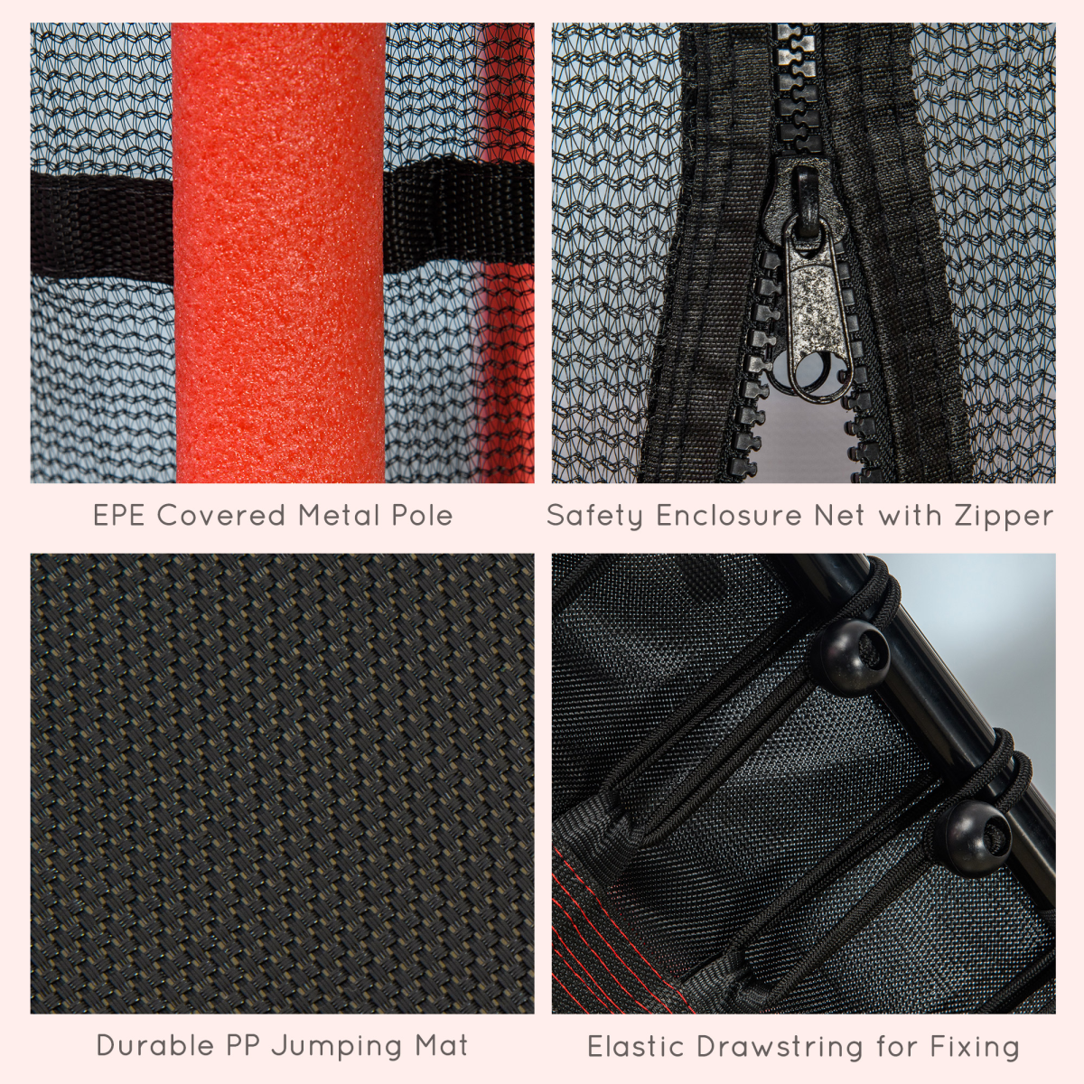 HOMCOM 5.4FT Kids Trampoline with Safety Enclosure for Indoor & Outdoor Play, Ages 3-10, Red