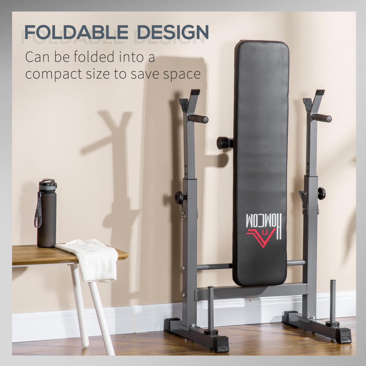Foldable Adjustable Weight Bench with Barbell Rack & Dip Station - HOMCOM Fitness - All Round Fitness
