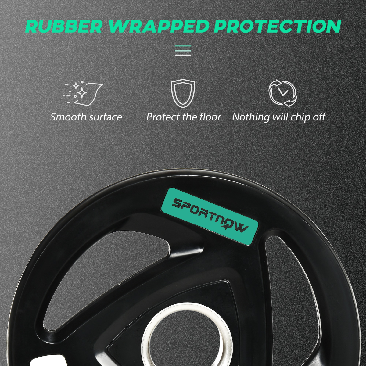 Olympic Weight Plates 2 x 10kg – Tri-Grip Rubber Barbell Weights with 2'' Holes (20kg Set) - All Round Fitness