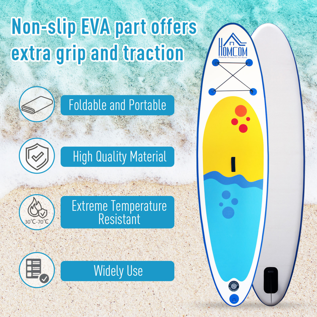 HOMCOM 10ft Inflatable Paddle Board with Adjustable Paddle, Air Pump & Carry Backpack