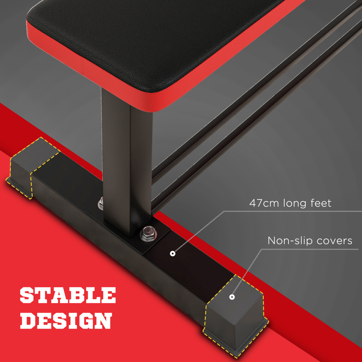 SPORTNOW Flat Weight Bench with Integrated Dumbbell Rack, 300KG Capacity