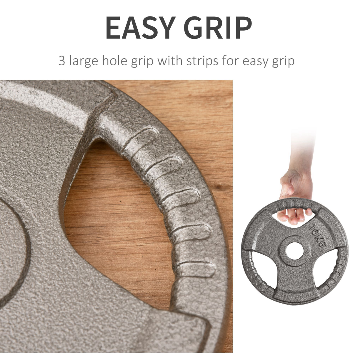 Olympic Weight Plates Set – 2 x 5kg & 2 x 2.5kg (15kg Total) – 2'' Tri-Grip Barbell Weights - All Round Fitness