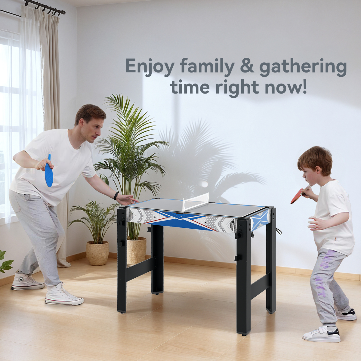 SPORTNOW 5-in-1 Multi Games Table Combo – Pool, Table Tennis, Archery, Hockey & Basketball – Blu