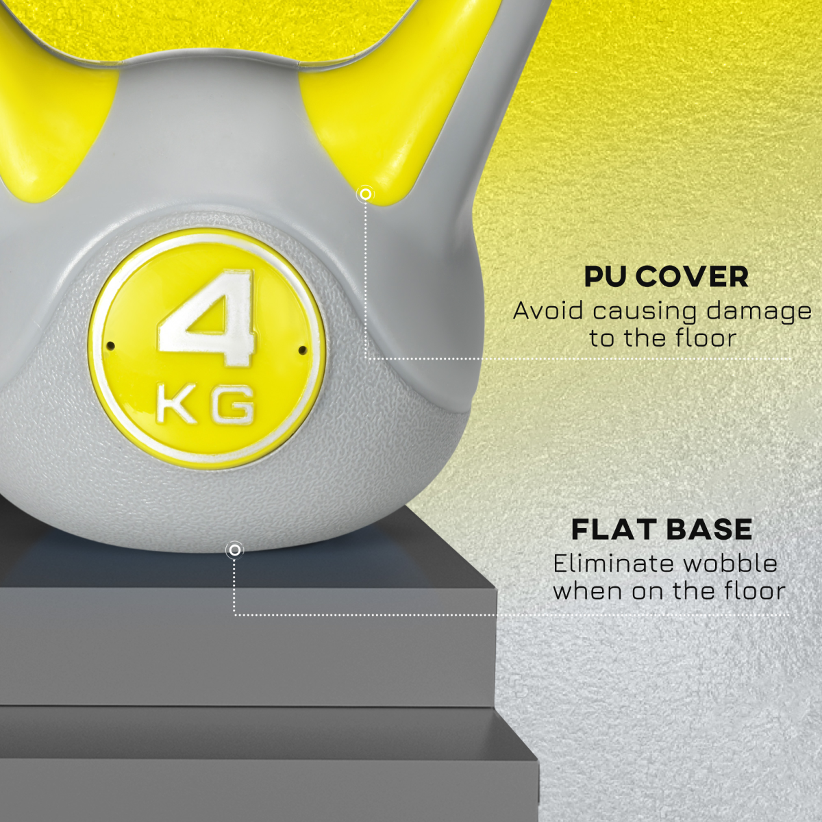 SPORTNOW 4kg Kettlebell: Elevate Your Home Workouts in Yellow & Grey! - All Round Fitness
