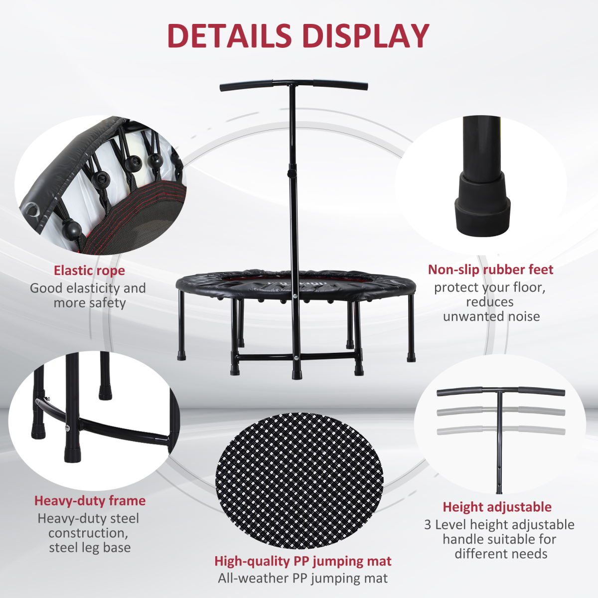 Bounce & Burn: 40'' Mini Trampoline for Kids & Adults with Safety Handle - All Round Fitness