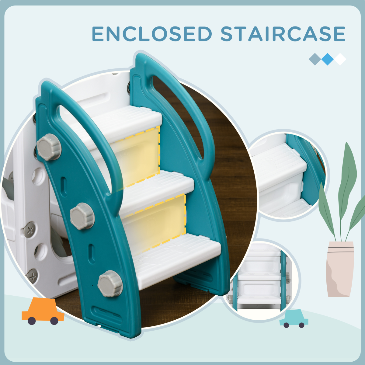 AIYAPLAY 7-in-1 Toddler Slide & Playset with Basketball Hoop, Tunnel & Storage – Yellow Castle Theme