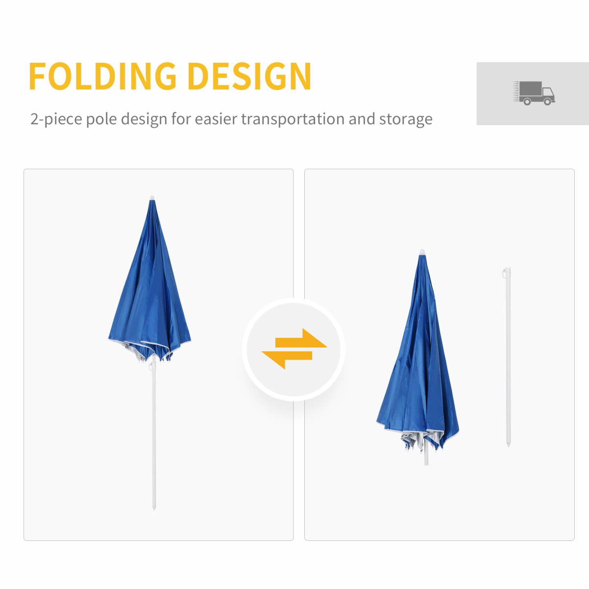 2.2M Fishing Umbrella with Side Panels – Outdoor Beach Sun Shade Shelter with Carry Bag