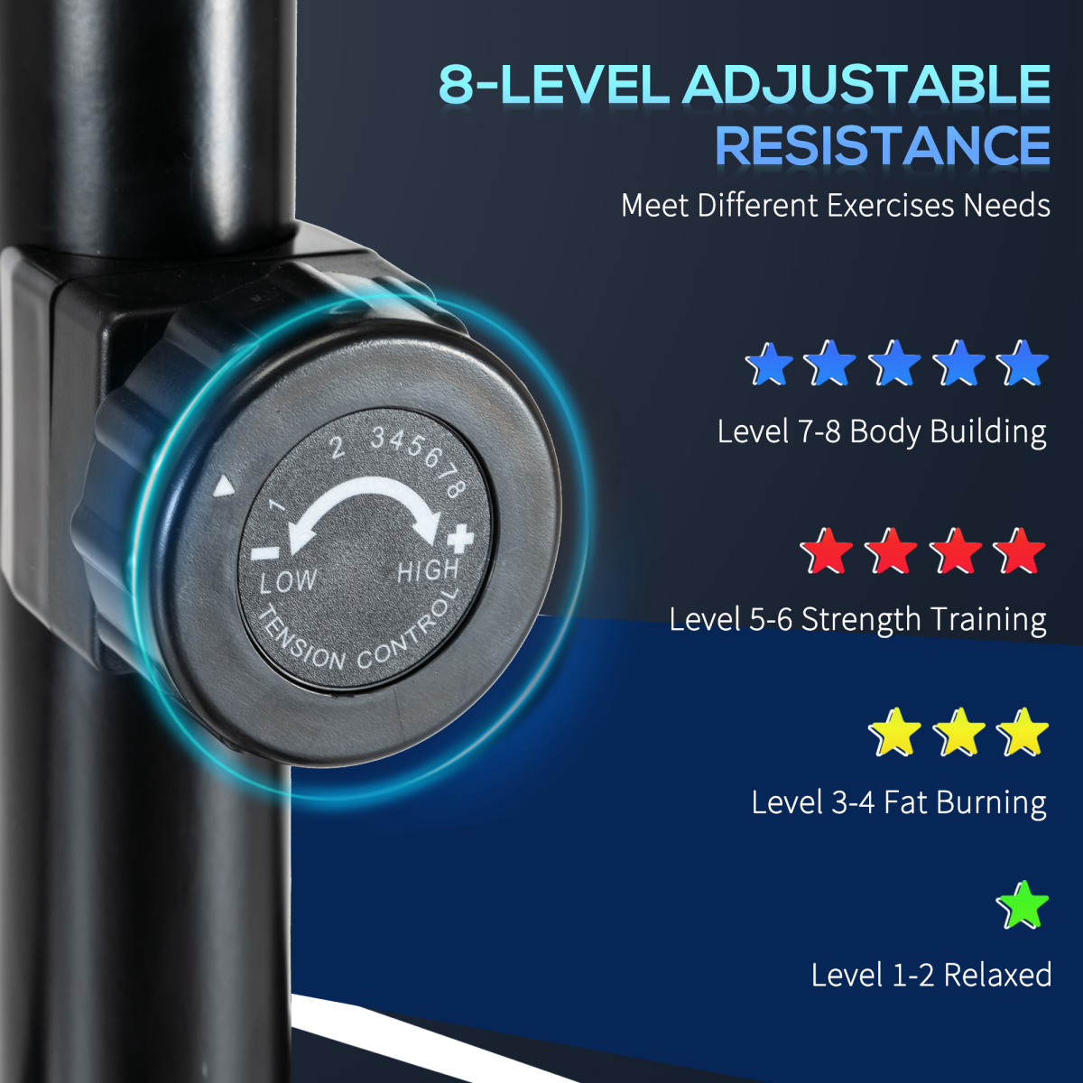 HOMCOM Elliptical Cross Trainer with 8 Resistance Levels, LCD Monitor & Transport Wheels