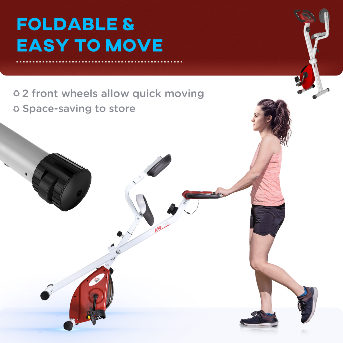Foldable Magnetic Resistance Exercise Bike with LCD & Adjustable Seat - HOMCOM - All Round Fitness