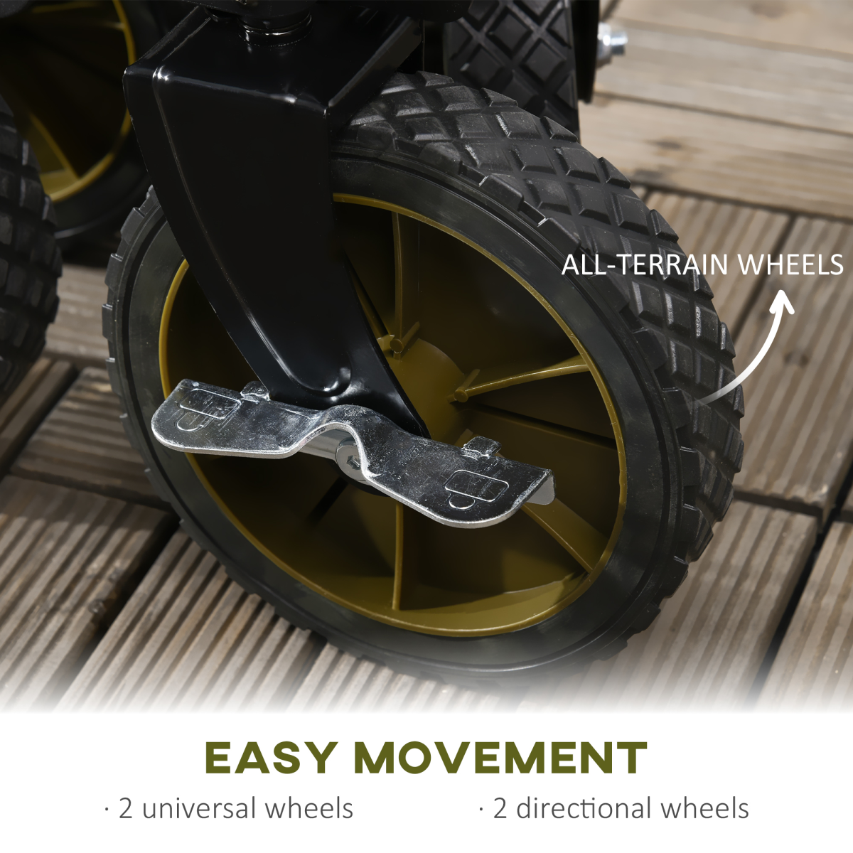 Folding Garden Trolley – Collapsible Utility Cart with Cover & Pockets, 100kg Load, Khaki Green