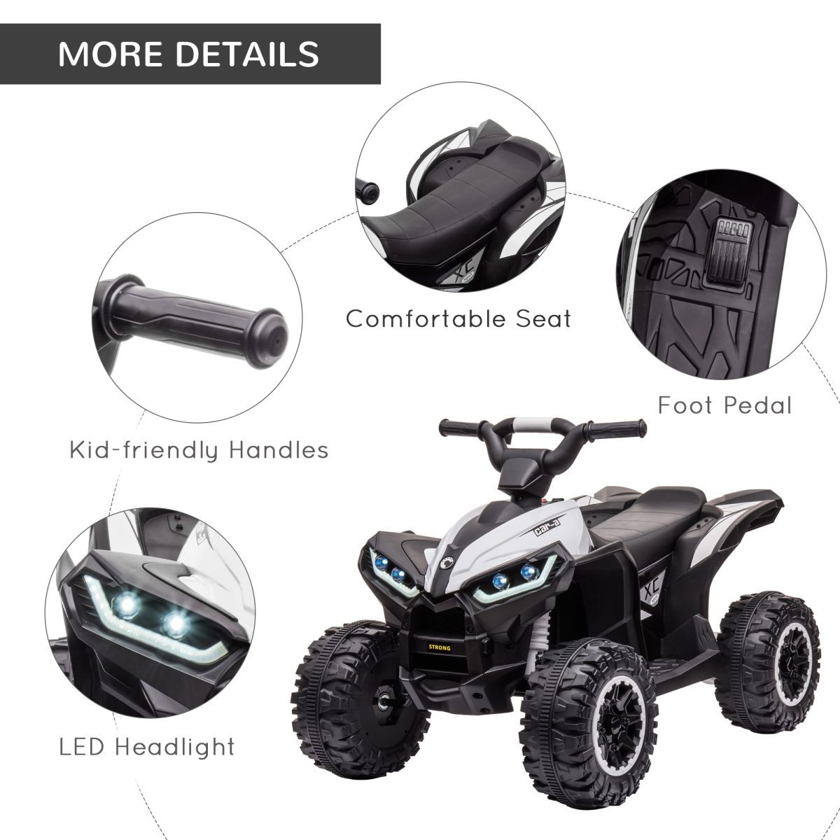 12V Electric Quad Bike for Kids Ride-On ATV Toy with Lights & Music – Ages 3-5