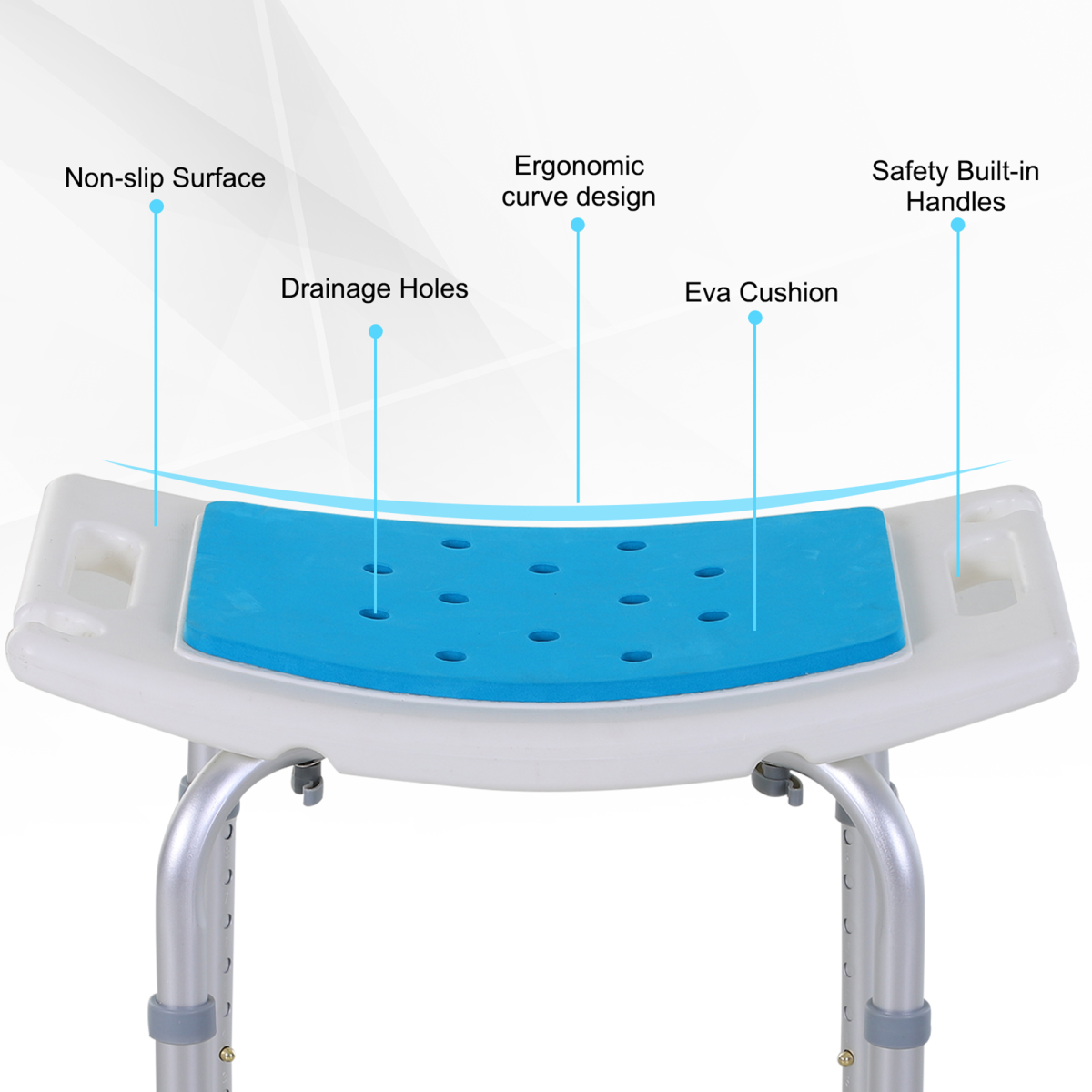 Adjustable Non-Slip Aluminum Bath Stool with Shower Hole - Comfort & Safety - All Round Fitness