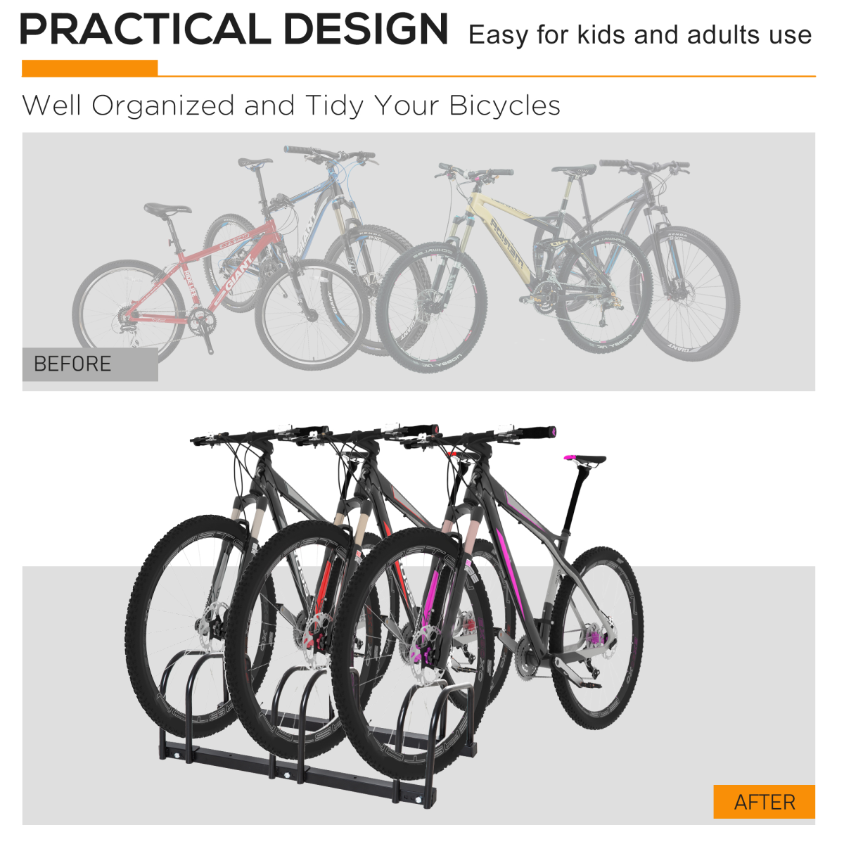 Secure 3-Bike Parking Rack - Durable Locking Stand for Home & Garden - All Round Fitness