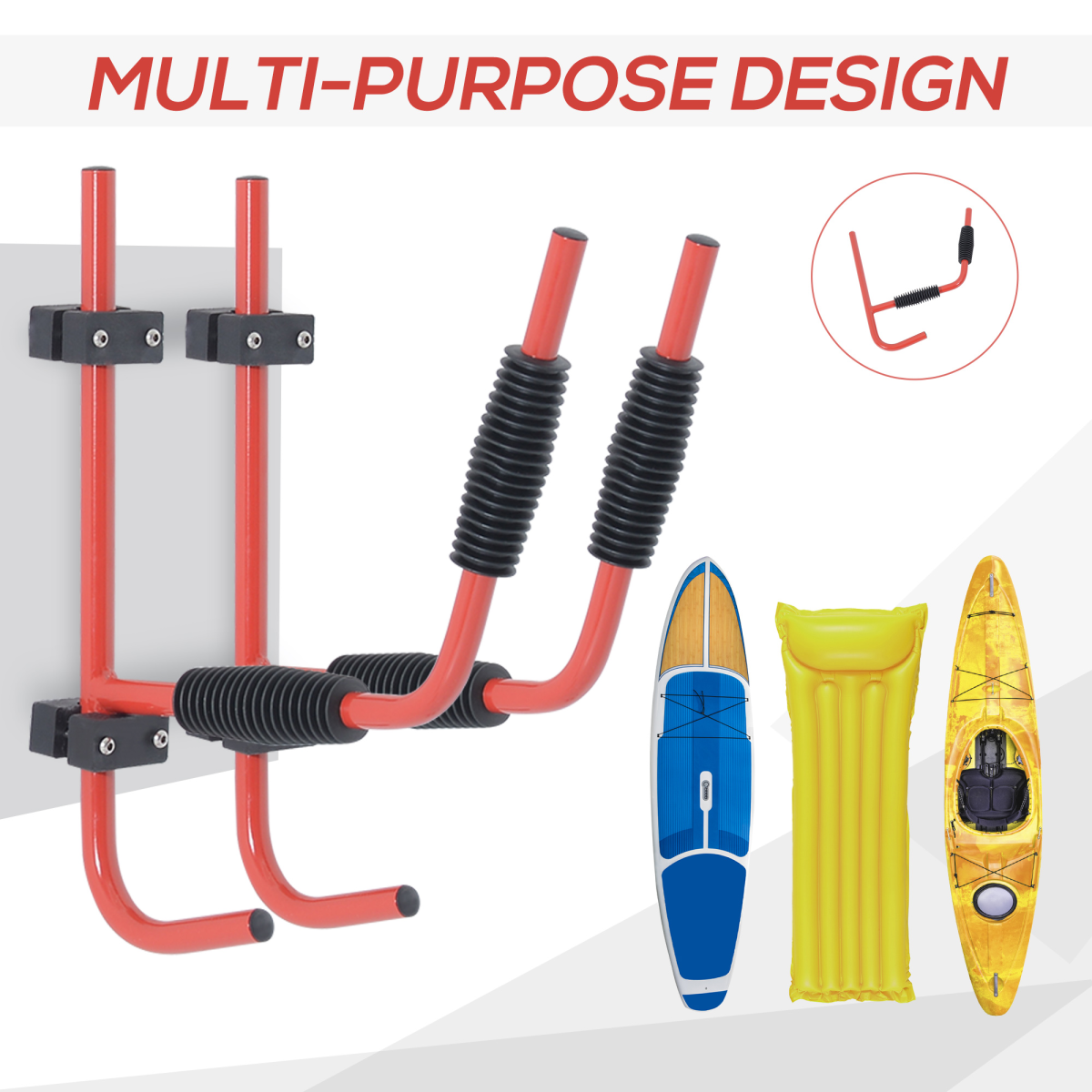 Heavy-Duty Kayak Wall Mount Rack - Secure and Space-Saving Storage Solution - All Round Fitness
