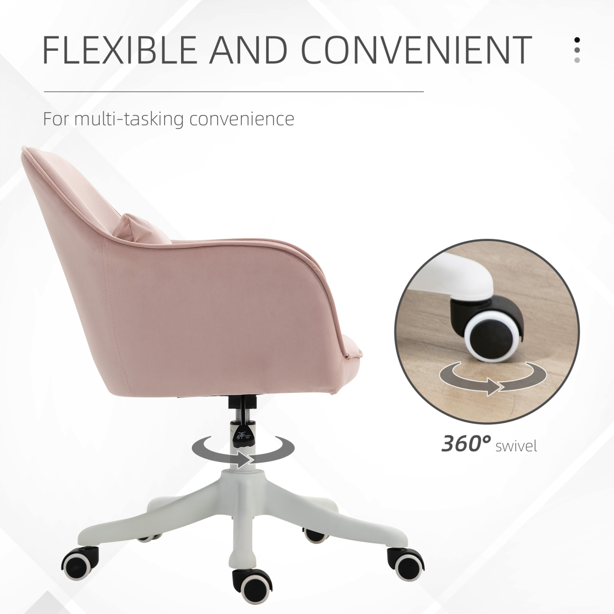 Adjustable Office Chair with Rechargeable Massage Lumbar Pillow & Wheels – Velvet Upholstery