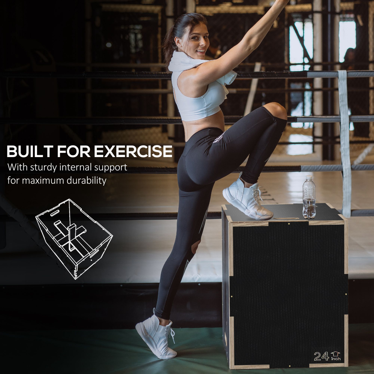 SPORTNOW Adjustable Wooden Plyometric Jump Box - Versatile Home Gym Essential - All Round Fitness