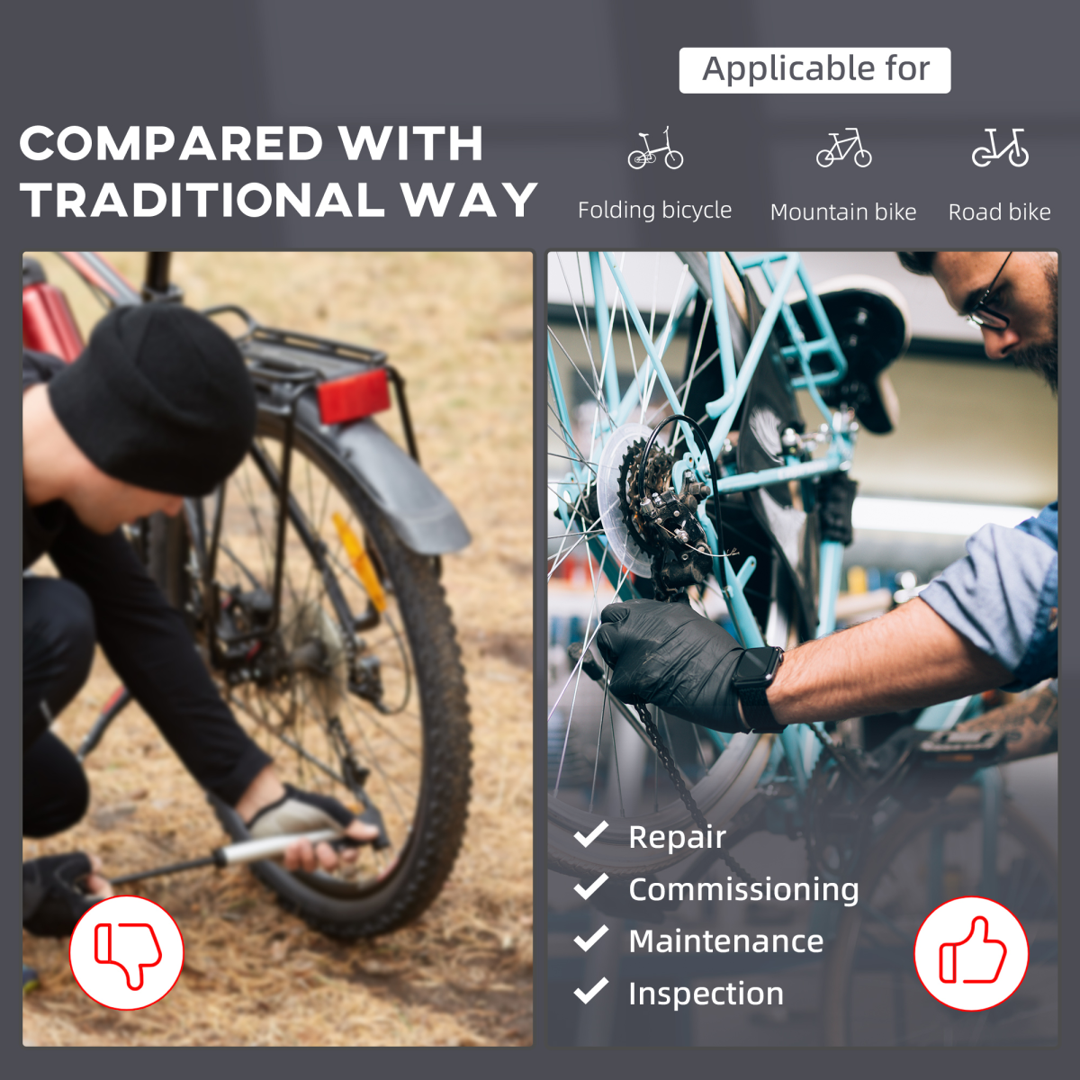 Adjustable Folding Bike Repair Stand - Ultimate Maintenance Tool by HOMCOM - All Round Fitness