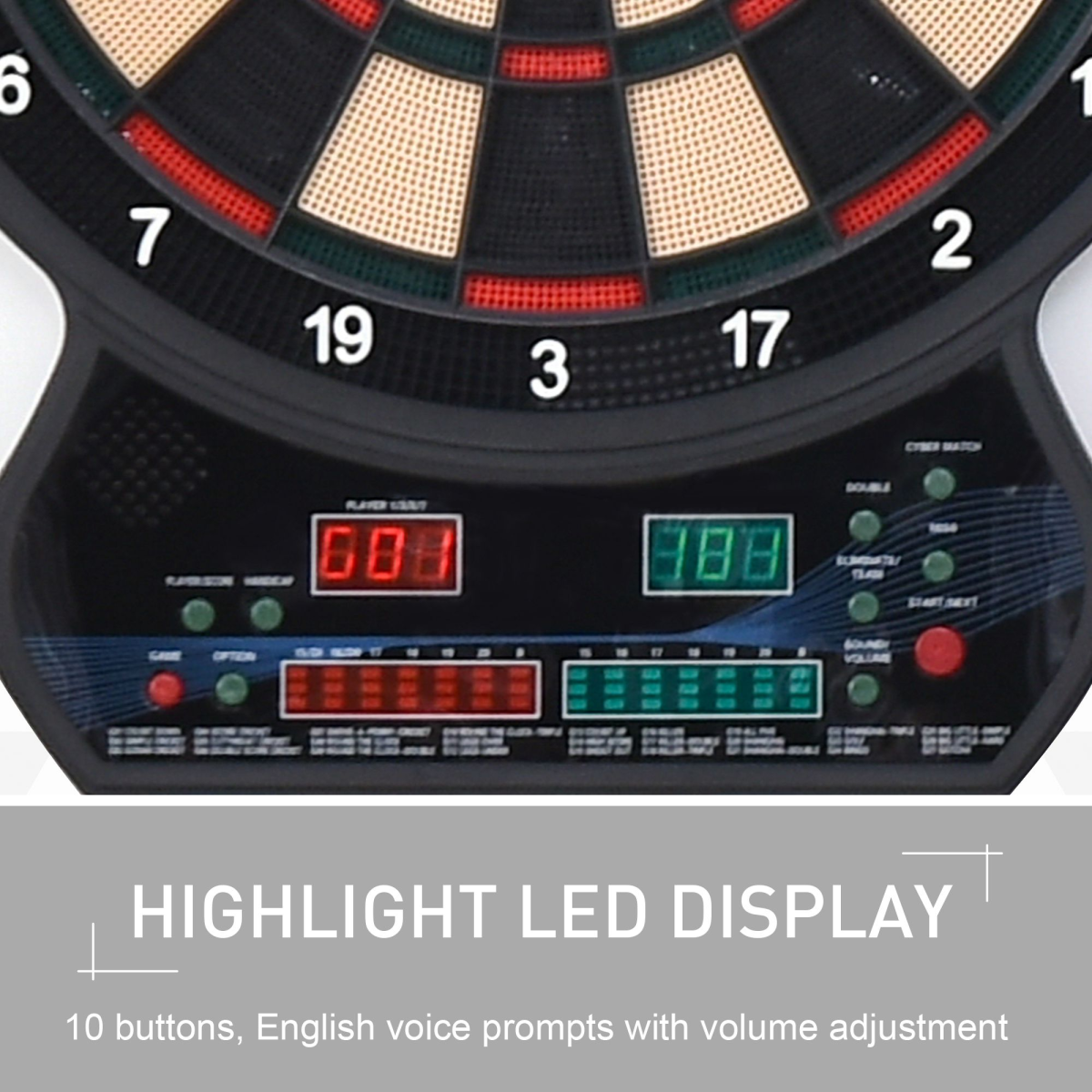 Electronic Dartboard with LED Scoreboard, 27 Games & 12 Soft Darts – Multiplayer Ready