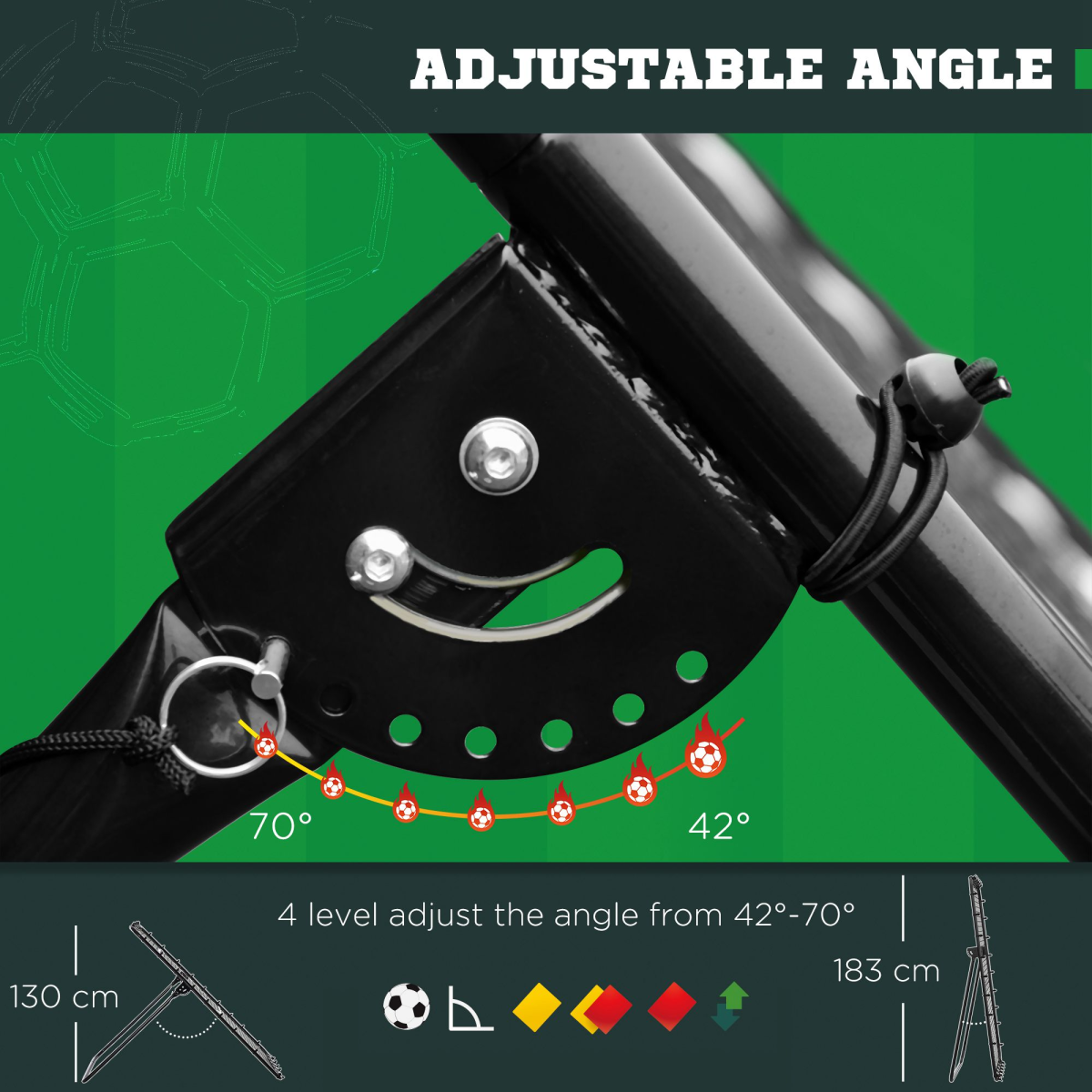 Adjustable Foldable Football Rebounder Net with Target Zone by HOMCOM - All Round Fitness