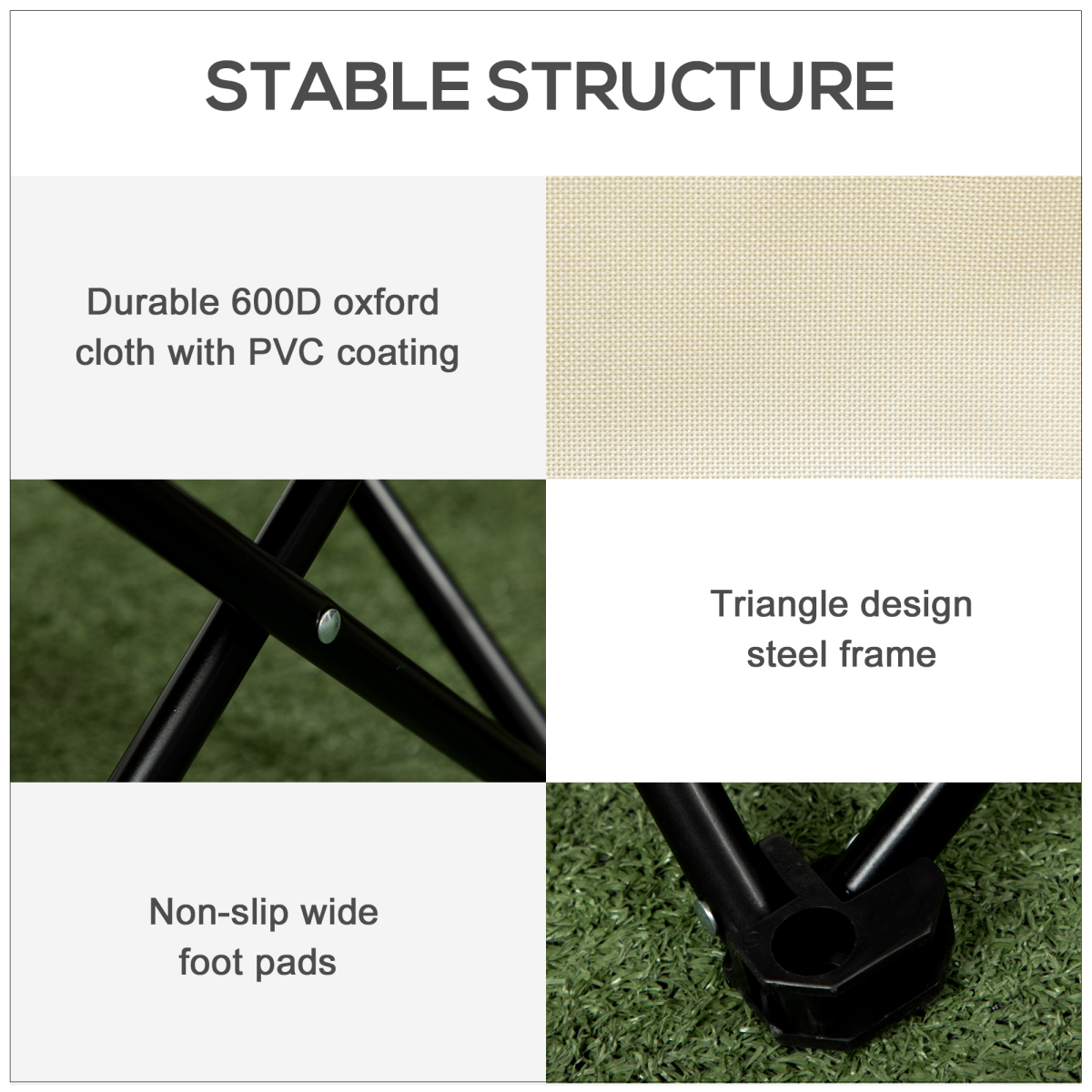 Outsunny Folding Camping Chair with Storage Pocket & Carry Bag – White