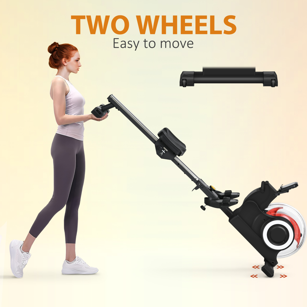 SPORTNOW Foldable Water Rowing Machine with Wheels & LCD Display – Black