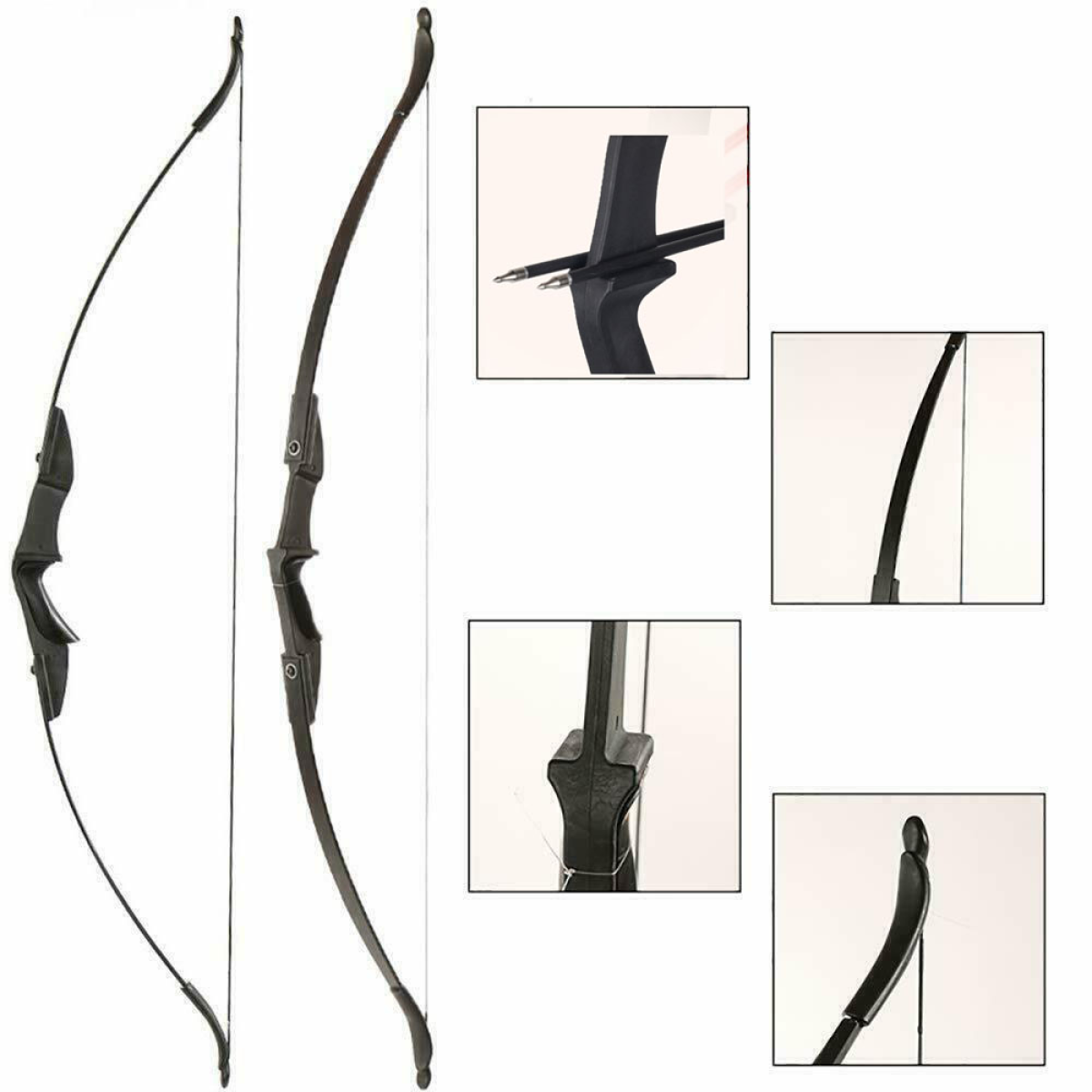 53" Takedown Recurve Bow Set with 6 Fiberglass Arrows, 40lbs Draw Weight – Archery Hunting & Target Practice