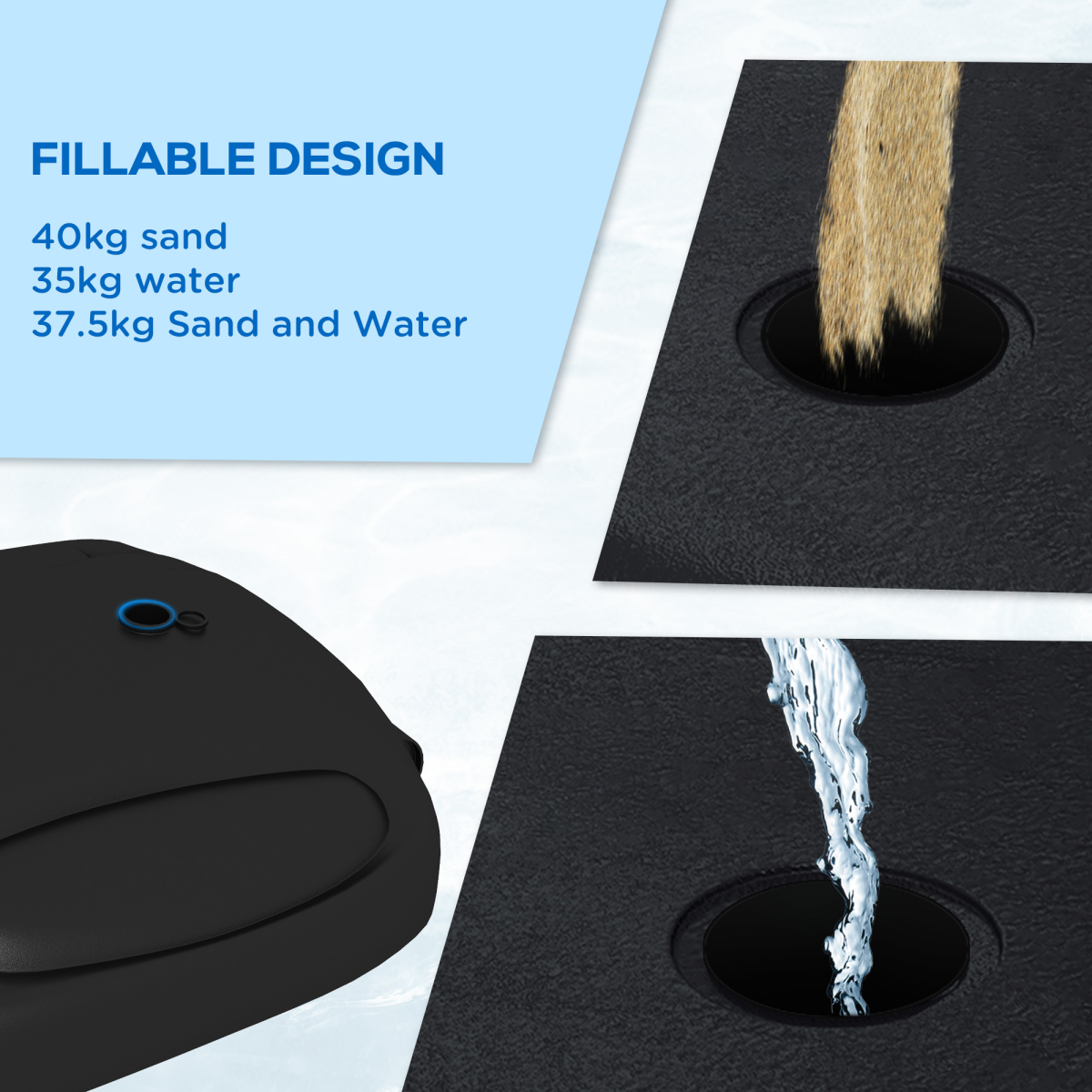 Adjustable Basketball Hoop and Stand with Weighted Base & Wheels, 1.7–2.3m – Black