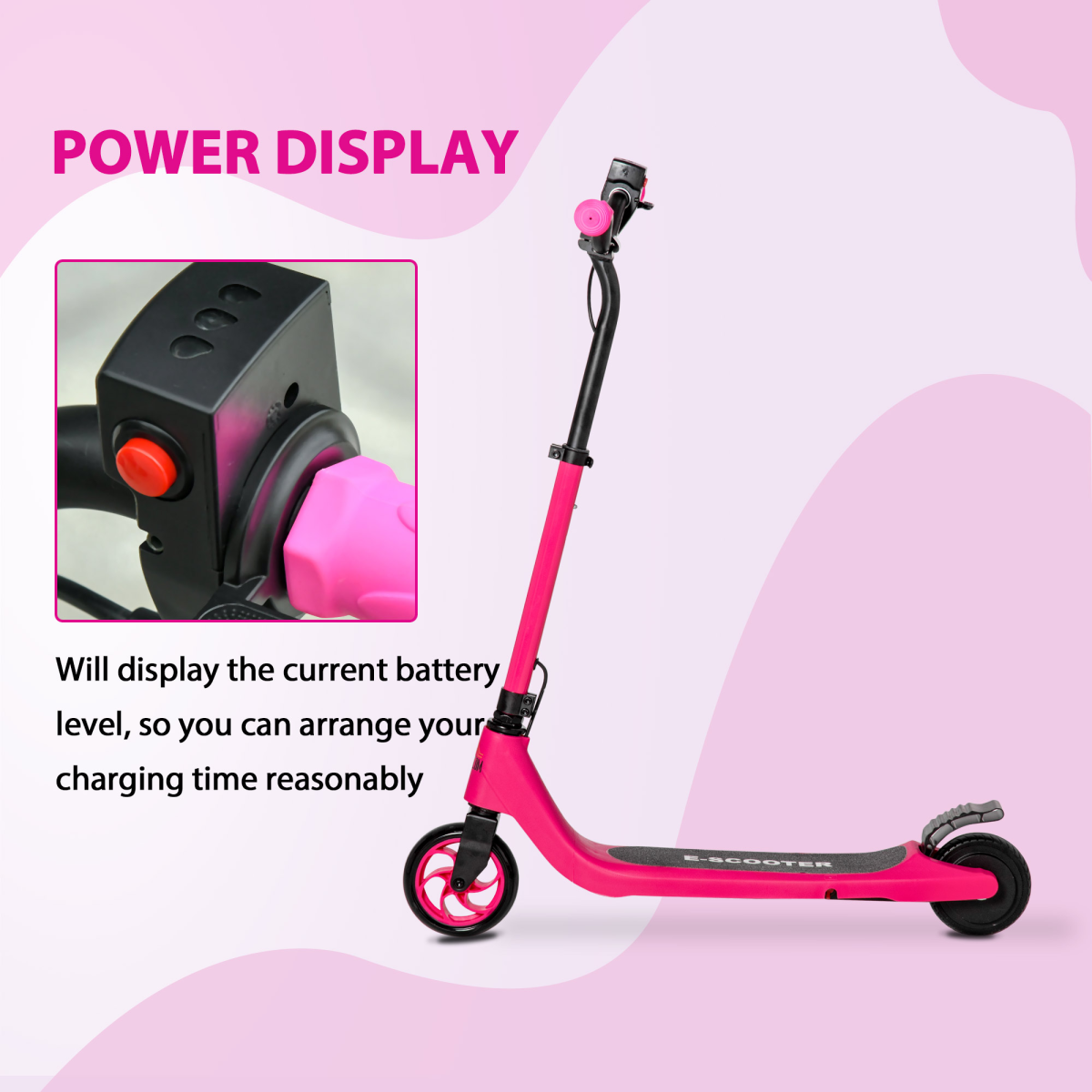 Pink 120W Electric Scooter w/ Battery Display & Rear Brake – Ride in Style! - All Round Fitness