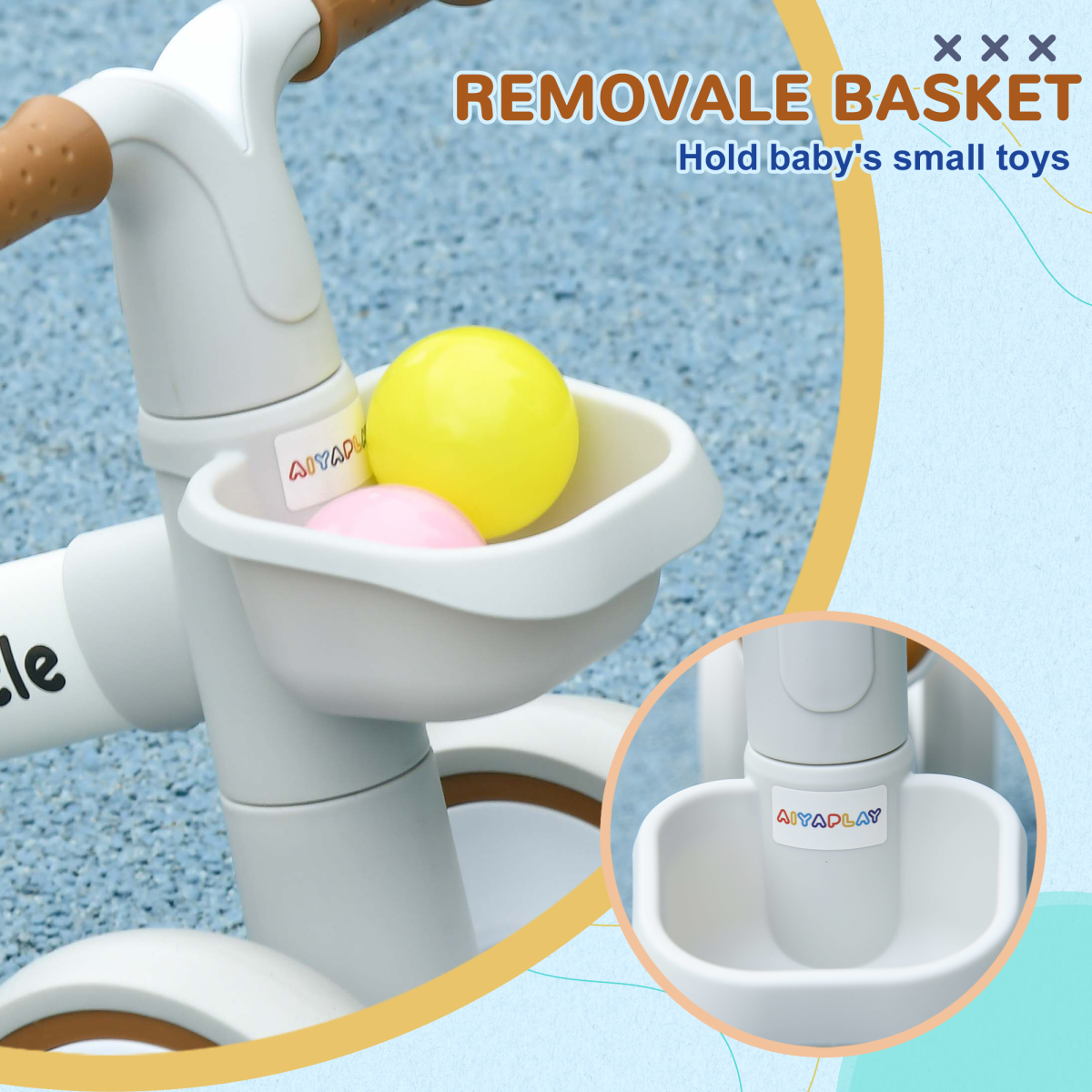 AIYAPLAY Kids Balance Bike for 1–3 Years – Adjustable Seat, Indoor/Outdoor Ride-On (Brown or Pink)