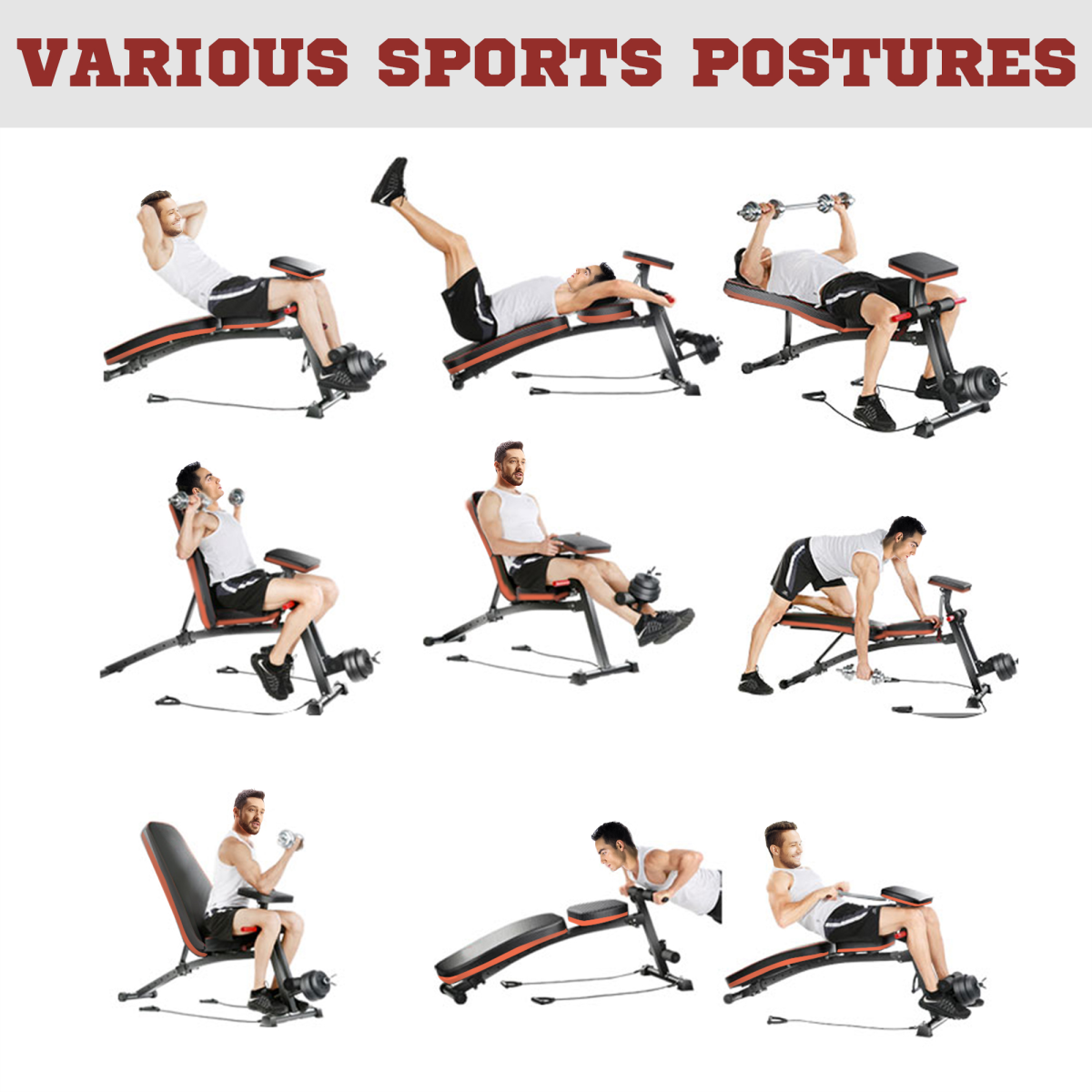 Versatile Foldable Dumbbell Bench - 7 Adjustable Incline Positions for Total Body Workout - All Round Fitness