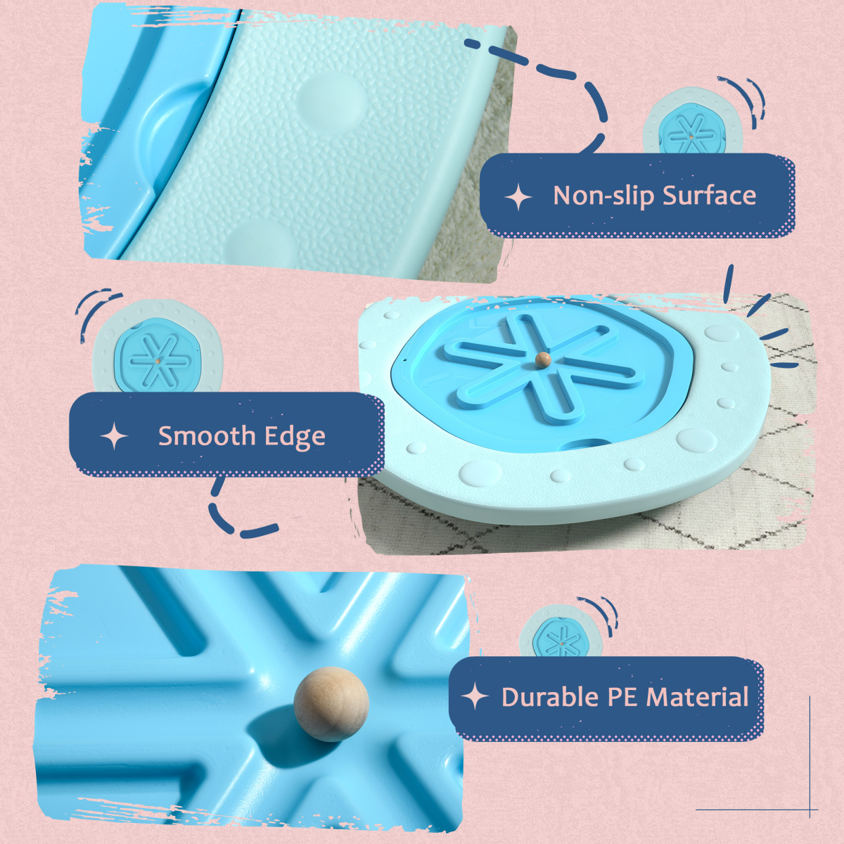 ZONEKIZ 2-in-1 Kids Balance Board with Ball Game – Blue