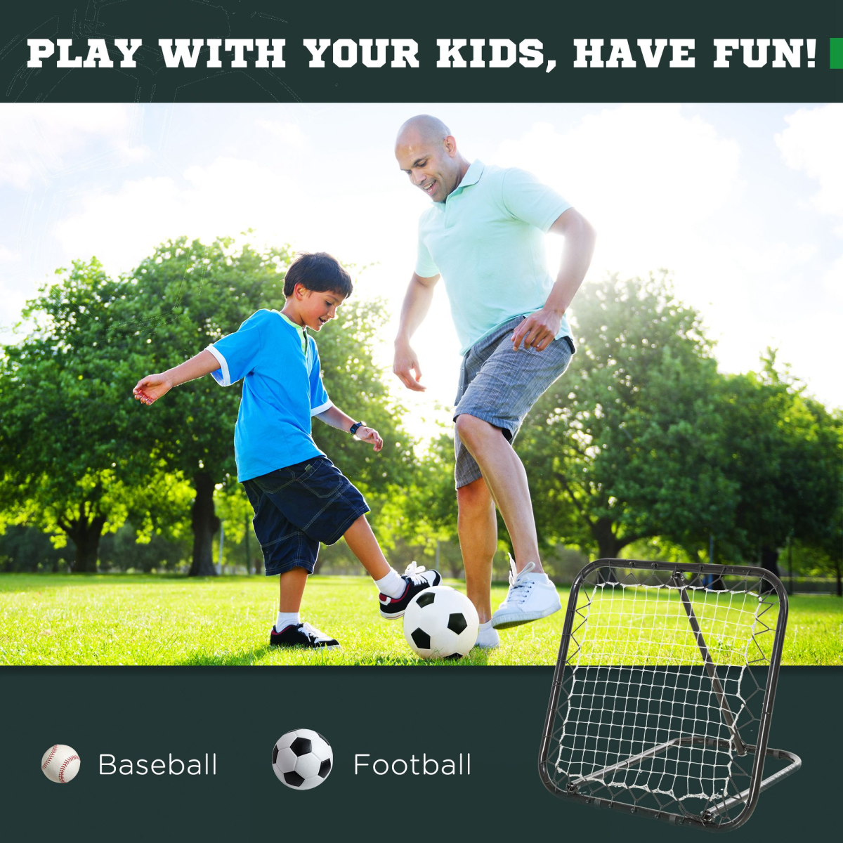 Multi-Angle Rebounder Net for Football & Baseball Training by HOMCOM - All Round Fitness