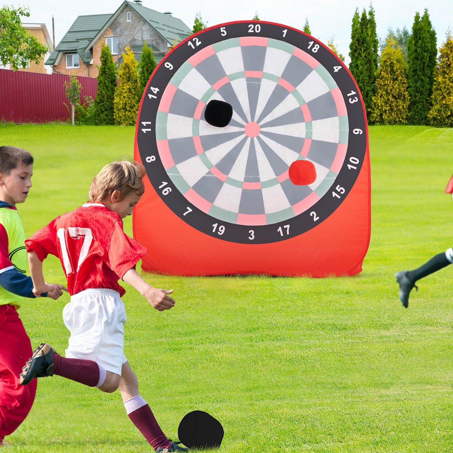 Large Portable Dart Board for Children with 4 Kick Balls - Foldable Design