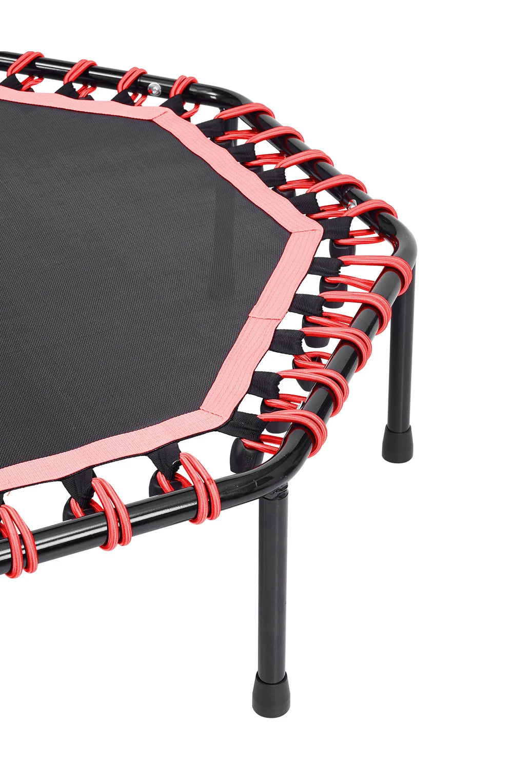 51 Inch Black Red Octagonal Garden Trampoline Fitness Trampoline with Adjustable T-Bar Handle for Kids Adults