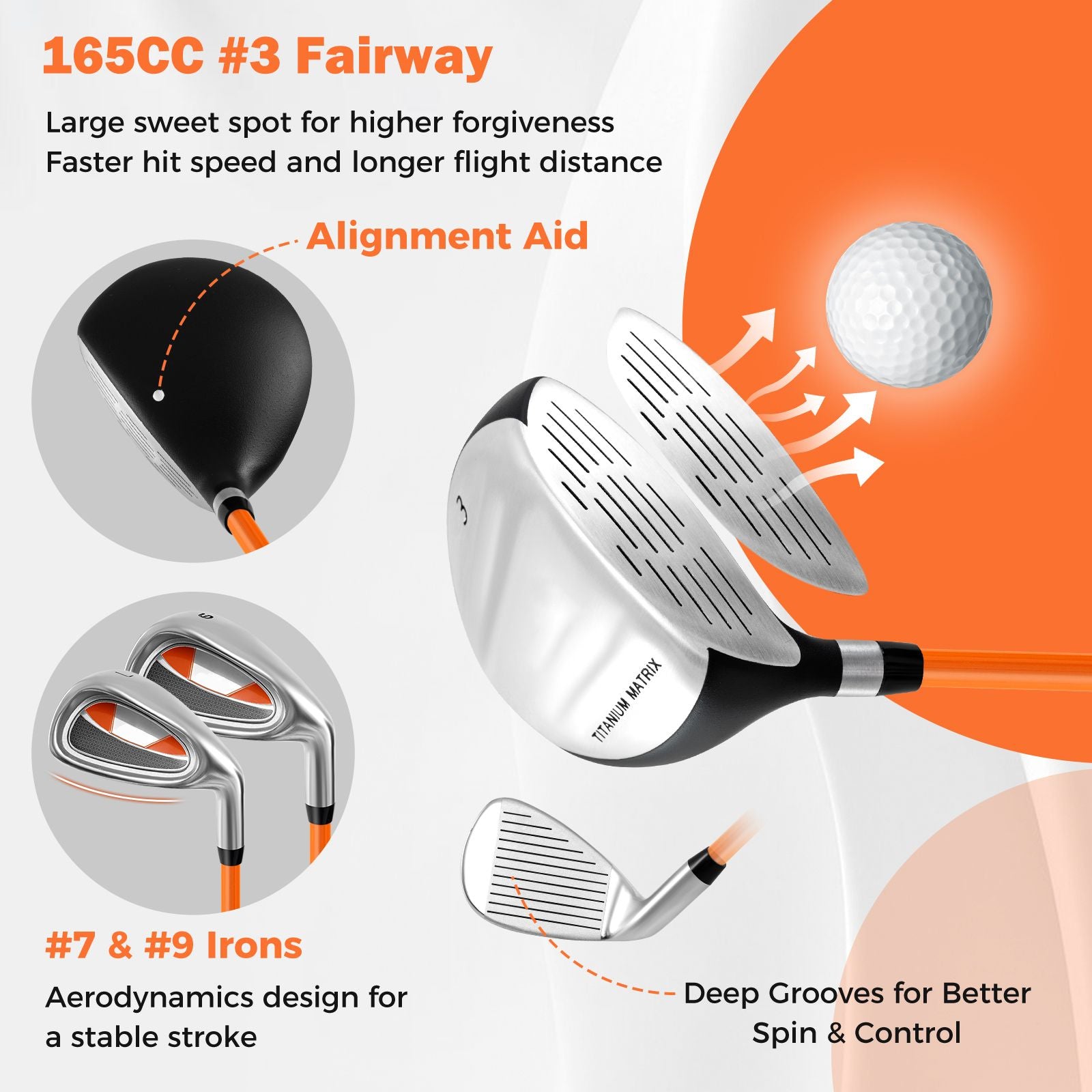 Complete Golf Club Set for Children Aged 8-13 Years